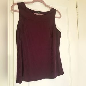 Lovely plum colored silky/satiny fronted sleeveless blouse, medium, Ann Taylor